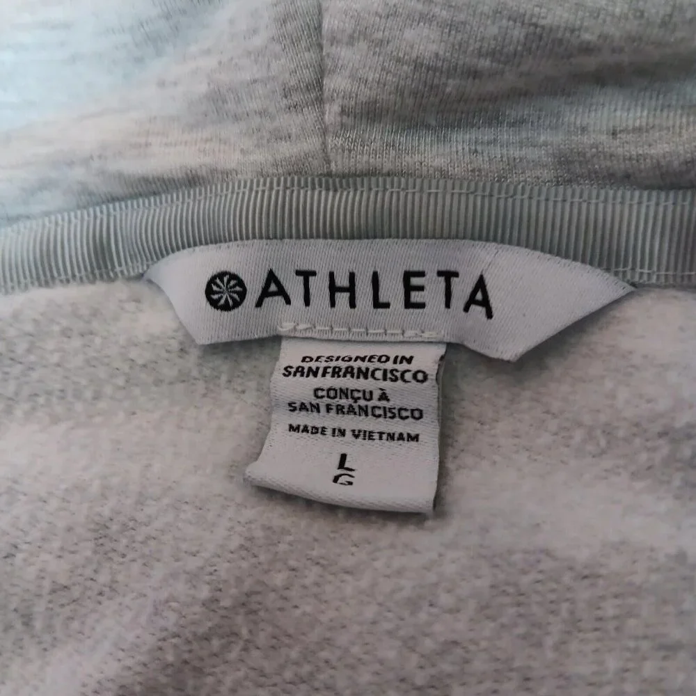 Athleta Womens Large Purana Wrap Sweatshirt Gray Heather Ribbed Long Sleeve Top - Picture 3 of 15